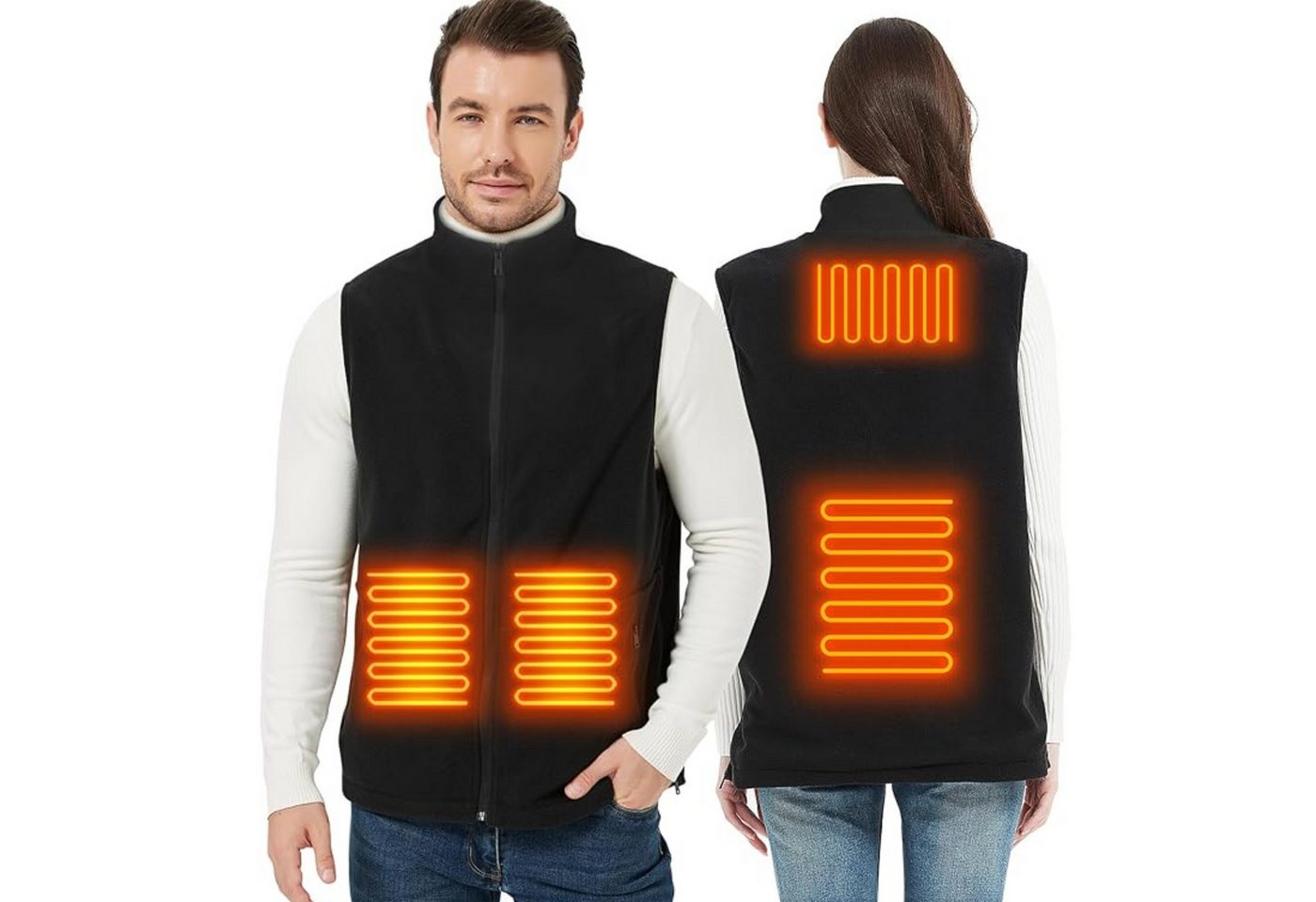 Vivitar Funktionsweste Unisex-Heizweste aus Polar Fleece mit 4 Heizzonen mit Powerbank (für Outdoor, Arbeit, Wandern, Skifahren und Winter, ärmellos mit Stehkragen, warme Thermoweste für Damen und Herren) USB-Heizweste mit 3 Heizstufen 45–65 °C, Carbonfaser-Heizung von Vivitar