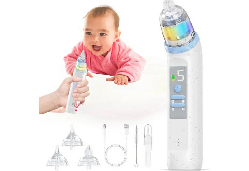 Vivitar Nasensauger für Babys Elektrischer Nasal Aspirator mit 5 Saugstufen, Nasensekret-Absauger für sanfte Nasenreinigung unterwegs und zu Hause, Nasensauger für Neugeborene und Säuglinge – hygienisch und leise, Musik & Licht – wiederaufladbar, IPX6 wasserdicht, BPA-freie von Vivitar