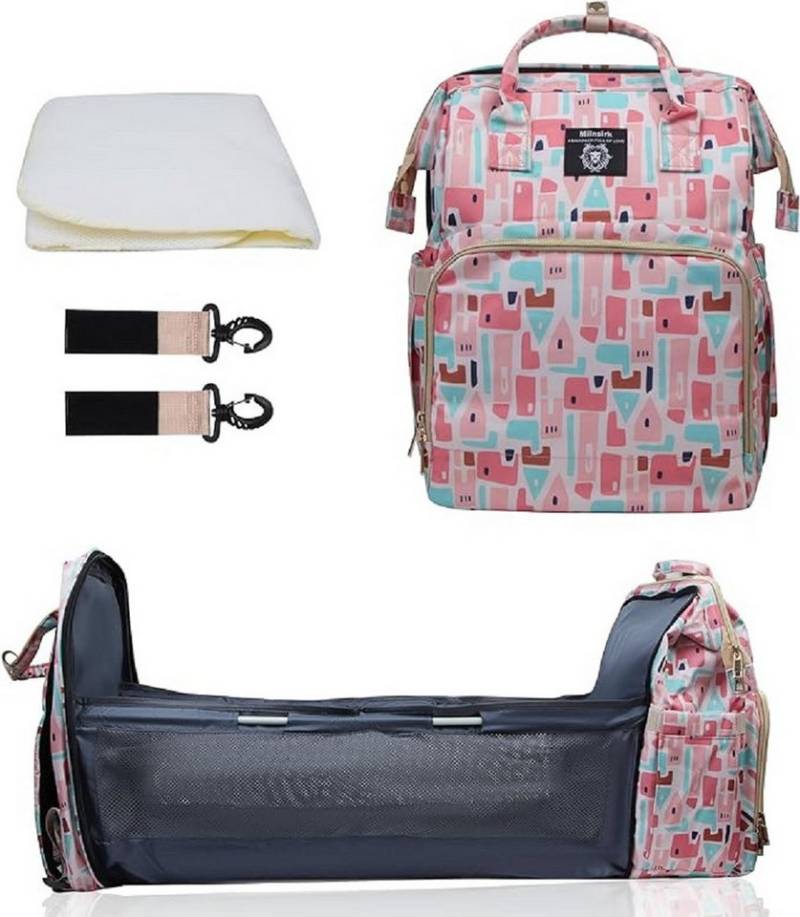 Vivitar Wickeltasche mit Tragbarem Reisebett, Große Kapazität und Isolierten Fächern (Isolierte Fächer, Ergonomisch und Robust, 4-in-1 multifunktionale Wickeltasche, Große Kapazität, Viele Fächer mit Isolierter Flaschentasche, 3-tlg), Langlebiger, Wasserabweisender Babyrucksack für Mama und Papa von Vivitar