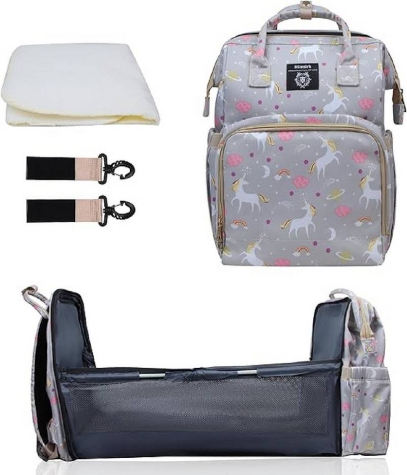 Vivitar Wickeltasche mit Tragbarem Reisebett, Große Kapazität und Isolierten Fächern (Isolierte Fächer, Ergonomisch und Robust, 4-in-1 multifunktionale Wickeltasche, Große Kapazität, Viele Fächer mit Isolierter Flaschentasche, 4-tlg), Langlebiger, Wasserabweisender Babyrucksack für Mama und Papa von Vivitar