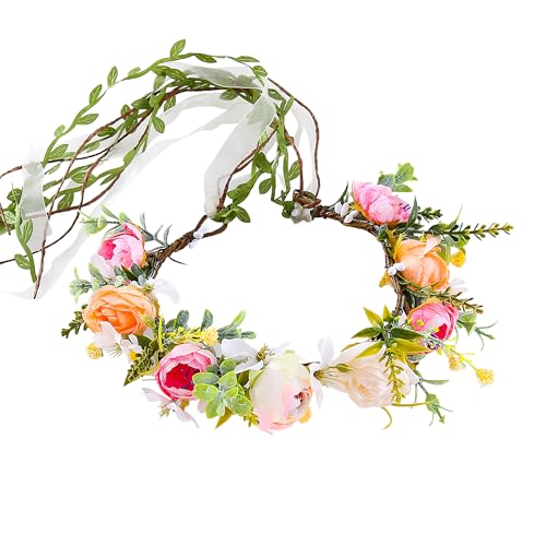 Vivivalue Blumenkranz für Mädchen, Blumen-Haarband, Haarkranz, Blumen-Haarband, Boho-Halo mit Band, Party, Abschlussball, Festival, Foto Vivivalue Blumenkranz für Mädchen, Blumen-Haarband, Haarkranz, Blumen-Haarband, Boho-Halo mit Band, Party, Abschlussball, Festival, Foto von Vivivalue