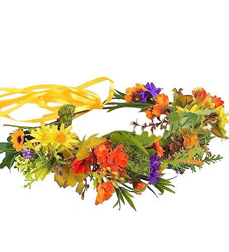 Vivivalue Blumenkrone für Damen, Mädchen, Blumenkranz, Blumenkranz, Kopfschmuck, Halo, Boho, mit Band, Hochzeit, Party, Festival, Fotos Vivivalue Blumenkrone für Damen, Mädchen, Blumenkranz, Blumenkranz, Kopfschmuck, Halo, Boho, mit Band, Hochzeit, Party, Festival, Fotos von Vivivalue