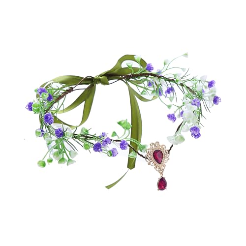 Vivivalue Blumenkrone für Mädchen, Blumen-Stirnband, Blumen-Kopfschmuck, Heiligenschein, Hochzeit, Party, Fotos, C, 1 Count (Pack of 1) von Vivivalue