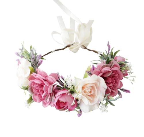Vivivalue Fairy Floral Crown Even Headband Flower Headpiece Woodland Forest Elf Circlet for Women Girls Halloween Renaissance Wedding Bridal Cosplay Prom Photo Props Pink von Vivivalue