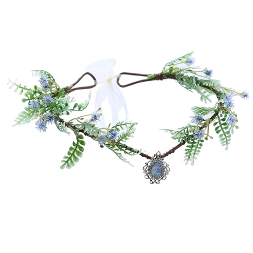 Vivivalue Fairy Flower Crown Even Headband Floral Headpiece Woodland Forest Circlet for Women Girls Halloween Renaissance Wedding Bridal Cosplay Prom Photo Props Blue von Vivivalue