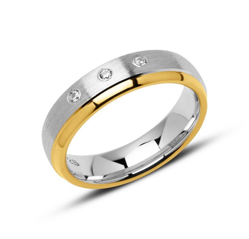 Vivo Silberring Unique Ring für Damen aus 925er Silber, teilvergoldet mit Zirkonia von Vivo