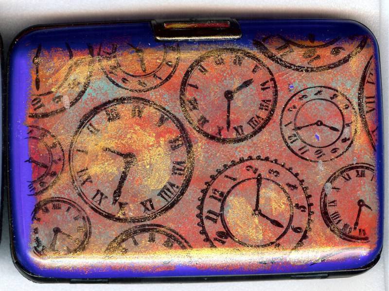 Uhr Handbemalte Rfid Blocking Wallet #3 von VivsCorner