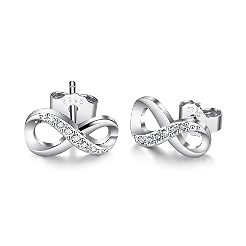 VIWIND Ohrringe Damen 925 Sterling Silber Infinity Unendlichkeit Ohrstecker Funkelnden Kubischen Zirkonia Ohrhänger Für Frauen mädchen Ohrschmuck mit Geschenkbox von Viwind
