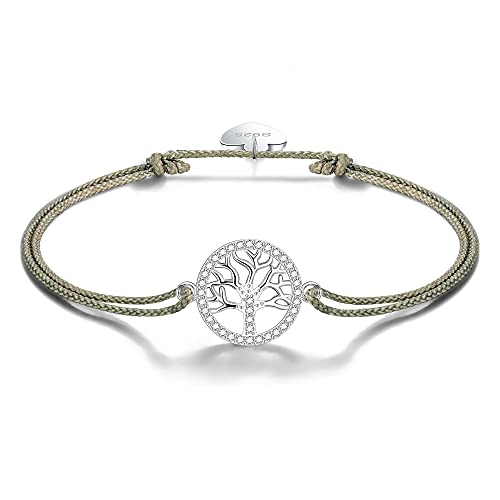 Viwind Armband Damen 925 Sterling Silber Lebensbaum Armbänder Baum des Lebens Armreif für Frauen und Mädchen 24cm Einstellbar Handgewebtes Armkette mit Geschenkbox von Viwind