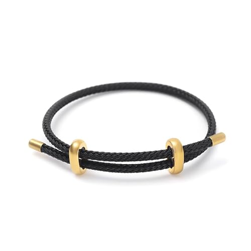 Viwind Armband Damen Verstellbare Stahldraht Armbänder 23cm Geflochten Armreif Titanstahl-Gewebtes Armschmuck Freundschaftsarmband Mit Geschenkbox (Schwarz) von Viwind