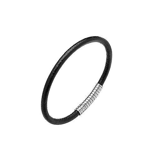 Viwind Echt leder armband Herren Damen Armband 4 mm weiches Echtleder armband 20/20.5cm Automatische Schnalle aus Edelstahl Schmuck mit Geschenkbox (20.5cm, Schwarz) von Viwind