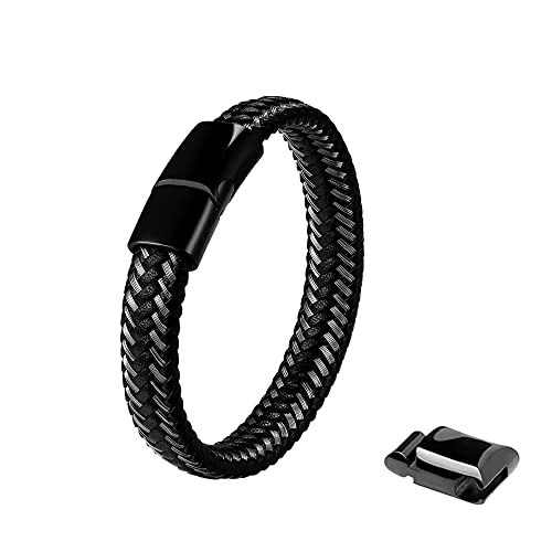 Viwind Herren armband Mikrofaser PU Lederarmband Edelstahl 20.5cm schwarz geflochtenes Armband für Teenager Männer Geschenk von Viwind