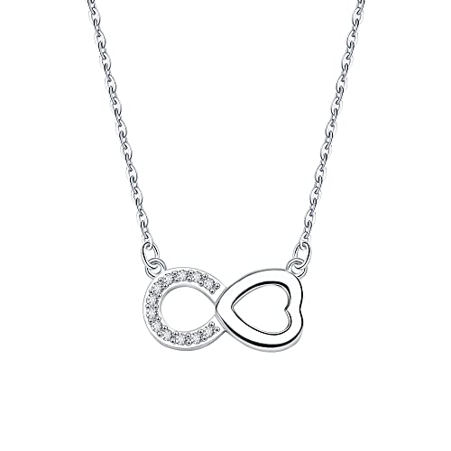 Viwind Kette Damen 925 Sterling Silber Unendlichkeit Liebe Infinity Herz Anhänger Halskette für Frauen Schmuck für Sie Frau Freundin Mama Muttertag Valentinstag Geburtstags (Unregelmäßige Liebe) von Viwind