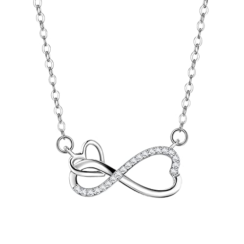Viwind Kette Damen 925 Sterling Silber Unendlichkeit Liebe Infinity Herz Anhänger Halskette für Frauen Schmuck für Sie Frau Freundin Mama Muttertag Valentinstag Geburtstags Geschenke… (Herz) von Viwind
