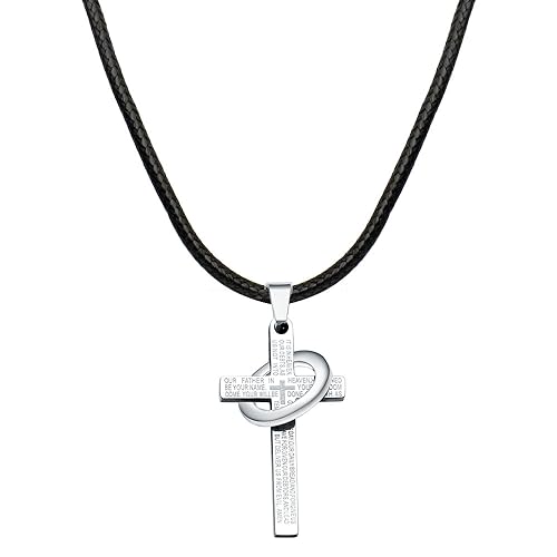 Viwind Halskette Herren Kreuz mit Anhänger 2.5MM Breit Leder kette Länge 55cm Edelstahl Ketten für Herren Damen mit Geschenkbox von Viwind