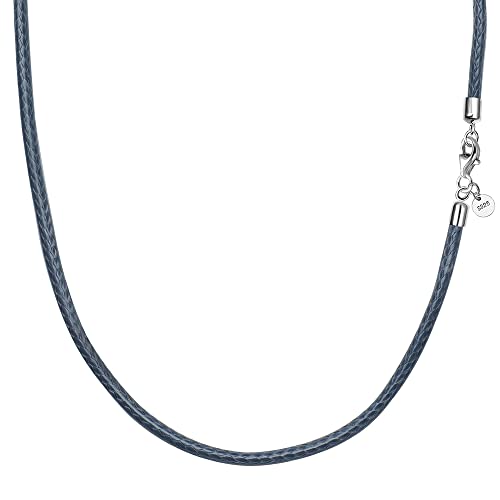 Viwind Lederkette 925 Silber Verschluss Geflochten Kunstleder Halskette 2.5mm breit Damen Herren Kette für Anhänger charm 45-60cm wählbar DIY Lederschnur (45cm, dunkelgrau) von Viwind