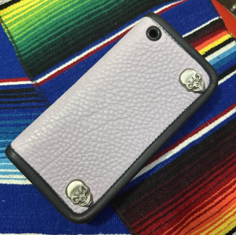 Biker Schädel Echtes Leder Snap Wallet Gerollte Lederkante Nach Maß Gebaut Letzte Reittier Öse Für Kette Lila Hochzeitsgeschenk Geburtstag von VixenCustomsArt