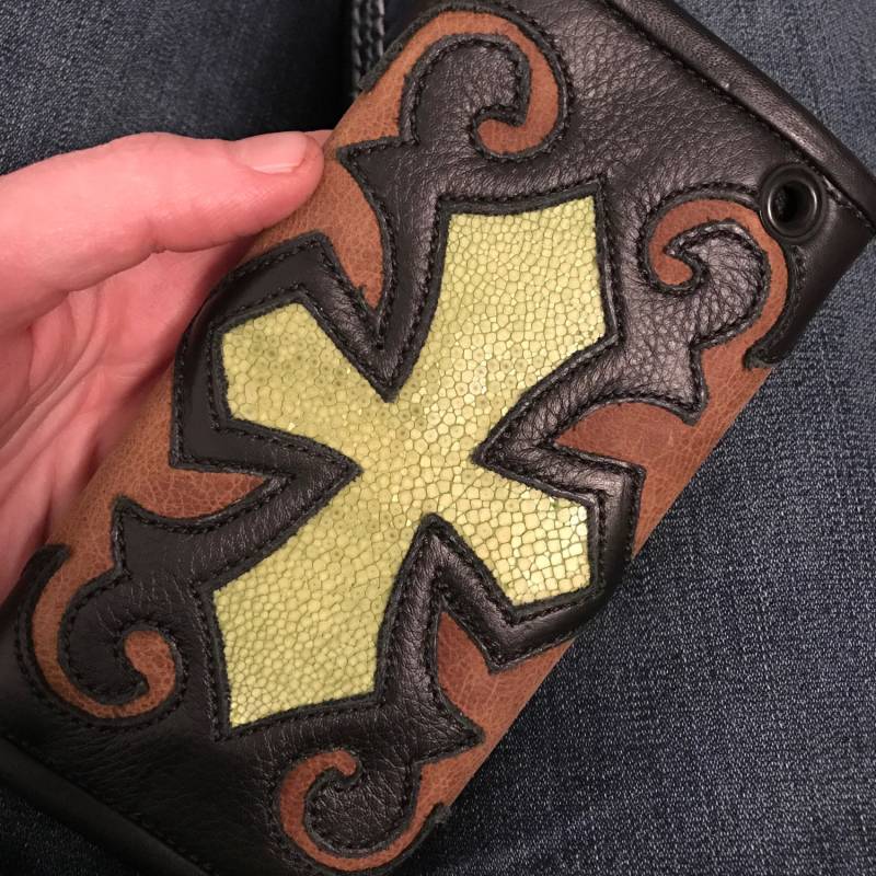 stingray Hide Biker Schädel Echtes Leder Snap Wallet Gerollte Lederkante Nach Maß Jeanie Newby Bis Zum Letzten Tülle Handgemachte Füchslein Gebaut von VixenCustomsArt