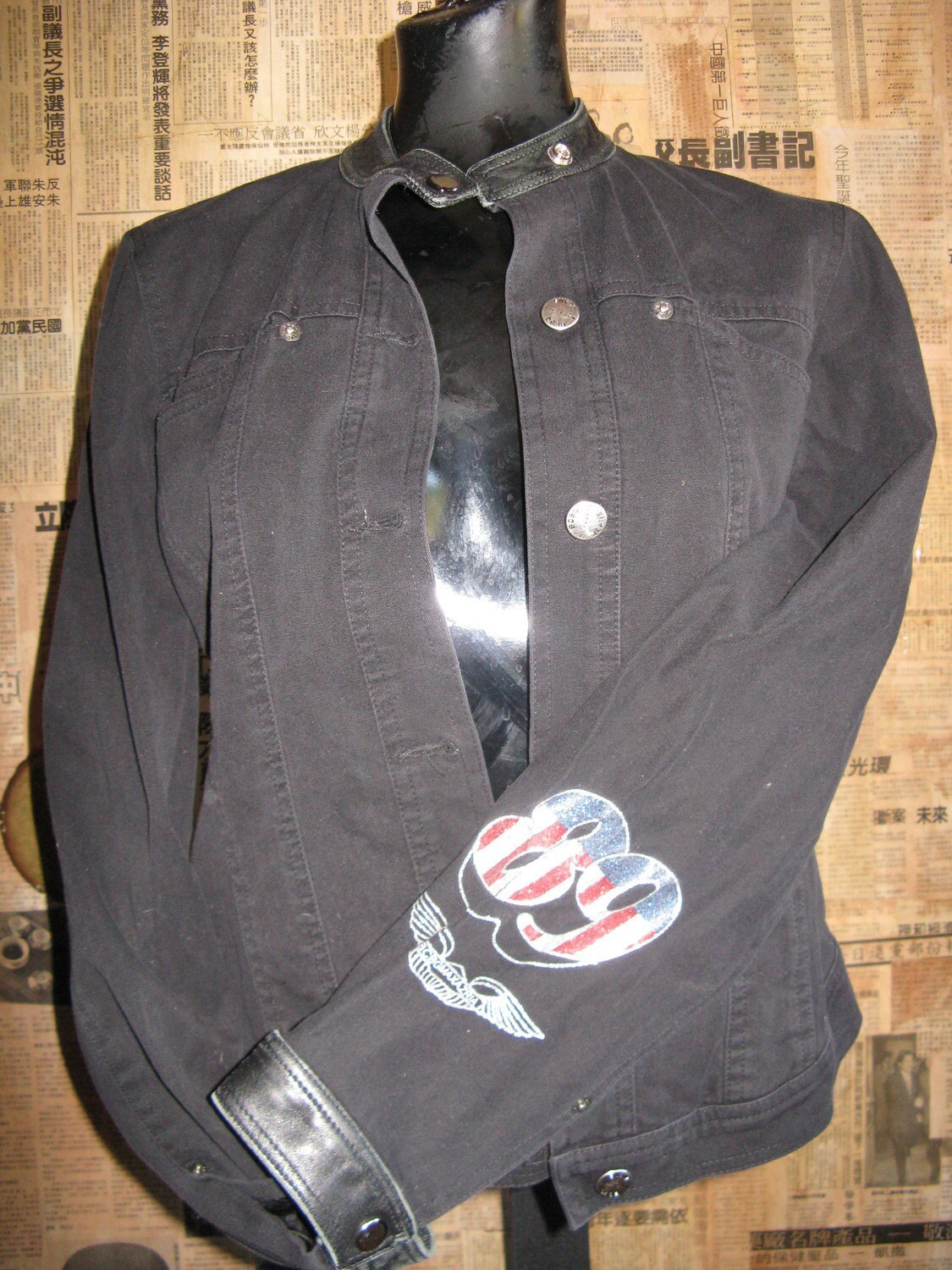 80Er Jahre Denim Eagle Biker Motorradjacke von VixenVintage