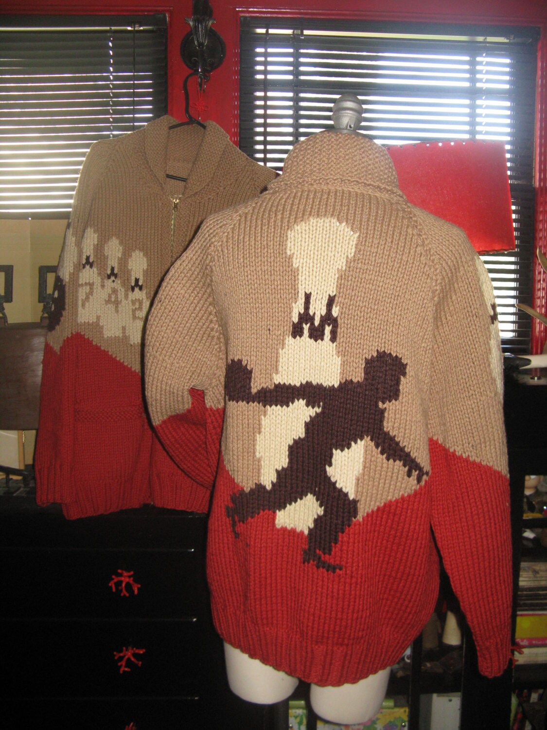 His & Hers Cowichan 1950Er 50Er Jahre Wolle Bowling Pin Pullover Set | Zwei von VixenVintage