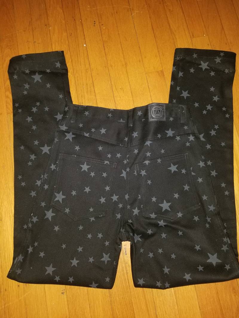 Vintage 1987 Cykxtees Nyc Skinny Punk Rock & Roll Rocker Stretch Mom Jeans Stars Nos 28 30 Inseam 32 von VixenVintage