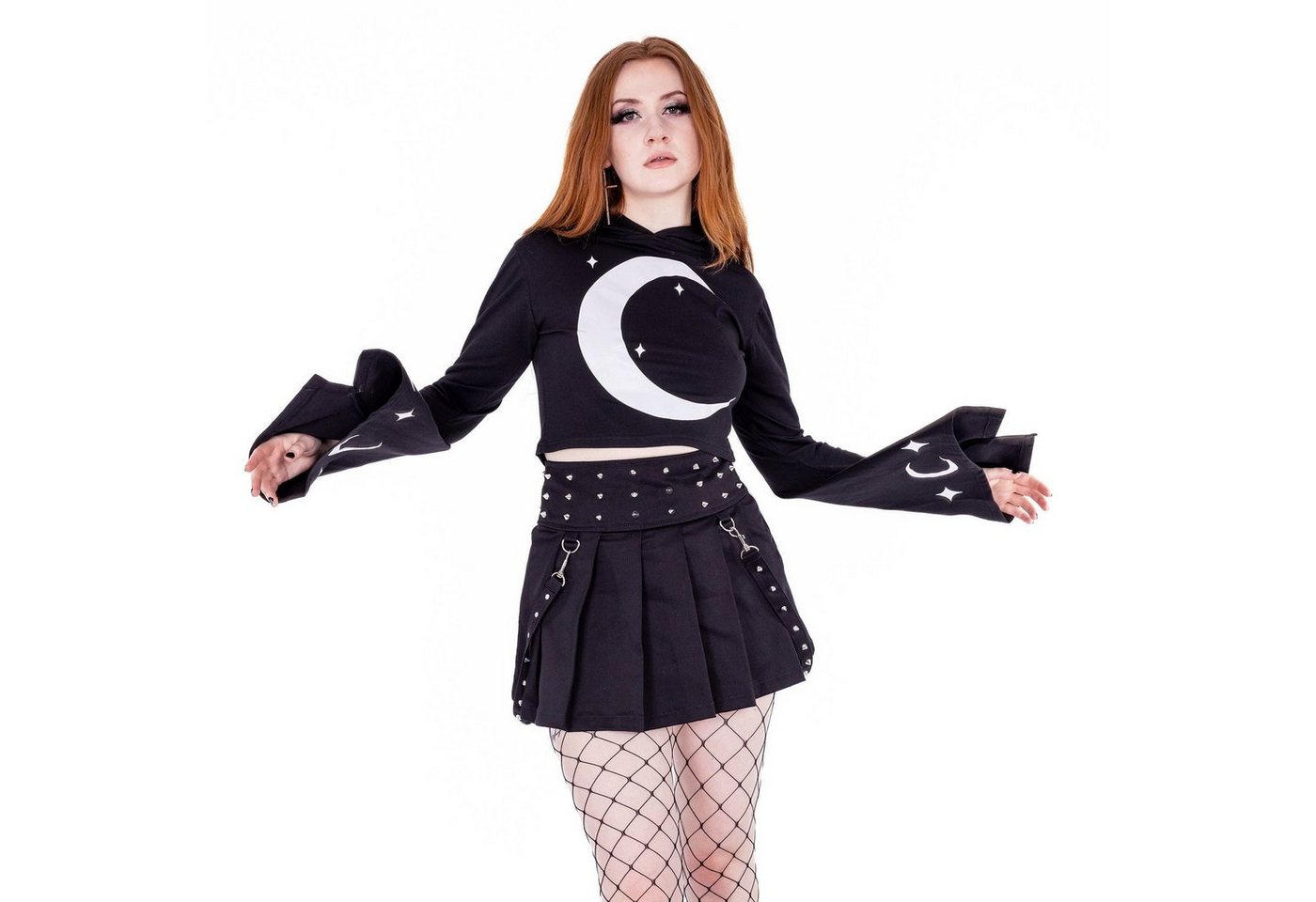 Vixxsin A-Linien-Rock Lorena Gothic Goth Riemen Metal Nieten Strapsen Punk Skirt von Vixxsin