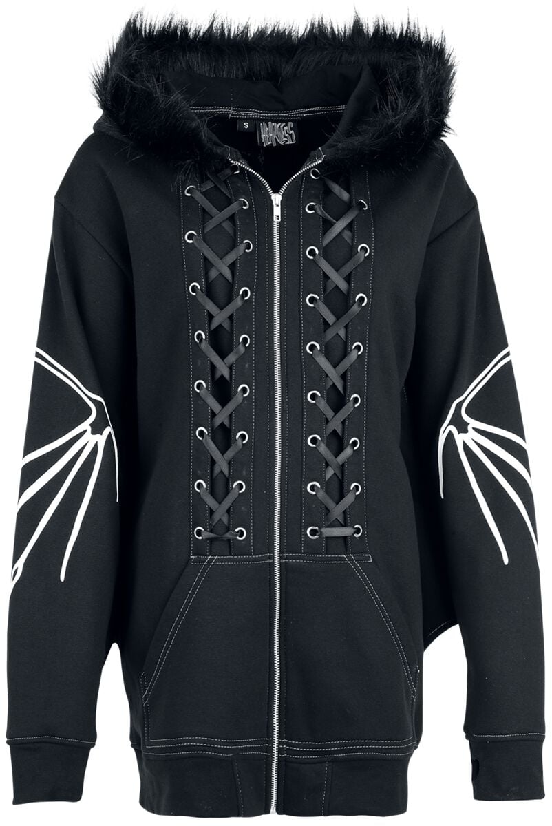 Vixxsin Anatomy Bat Hood Kapuzenjacke schwarz in XXL von Vixxsin