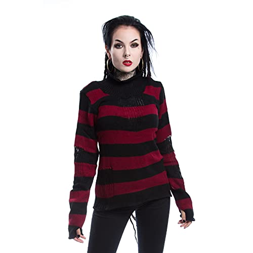 Vixxsin Annabella Top Frauen Strickpullover rot/schwarz S 100% Polyacryl Basics, Rockwear von Vixxsin