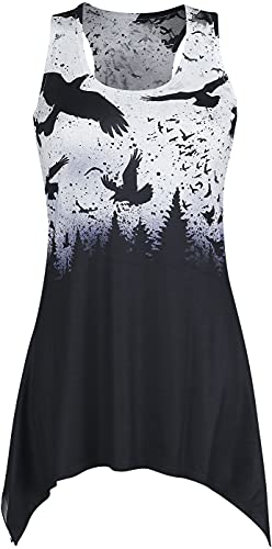 Vixxsin Crow Night Lace Panel Vest Frauen Top schwarz/weiß 3XL 100% Polyester Casual Wear von Vixxsin
