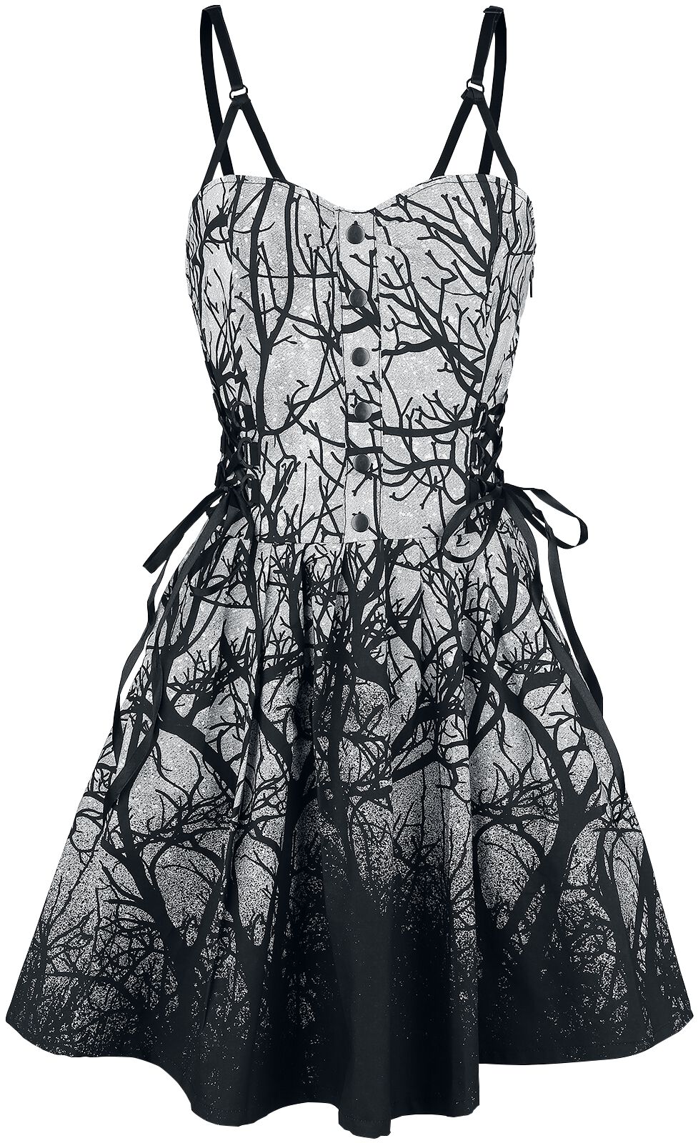 Vixxsin - Gothic Kleid knielang - Forest Dress - S bis XXL - für Damen - Größe S - schwarz von Vixxsin