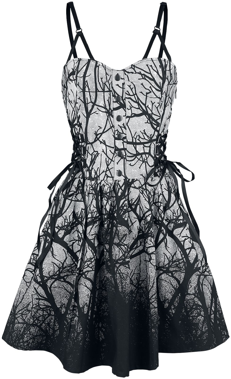 Vixxsin - Gothic Kleid knielang - Forest Dress - S bis XXL - für Damen - Größe XL - schwarz von Vixxsin