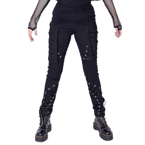 Vixxsin Hose Zayla Gothic Pants Schnürung Trousers Industrial Goth, Größe:28 von Vixxsin