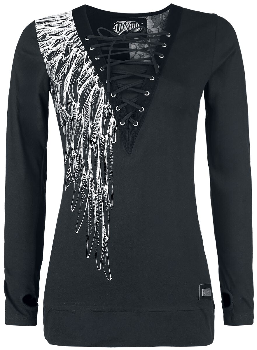 Vixxsin Langarmshirt - Shadow Angel Top - S bis 4XL - für Damen - Größe XL - schwarz von Vixxsin