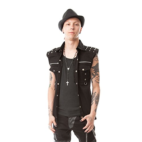 Vixxsin Ronnie Männer Kurzarmhemd schwarz L 58% Baumwolle, 39% Polyester, 3% Elasthan Gothic von Vixxsin