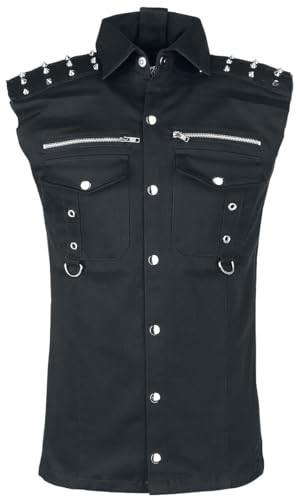 Vixxsin Ronnie Männer Kurzarmhemd schwarz XL 58% Baumwolle, 39% Polyester, 3% Elasthan Gothic von Vixxsin