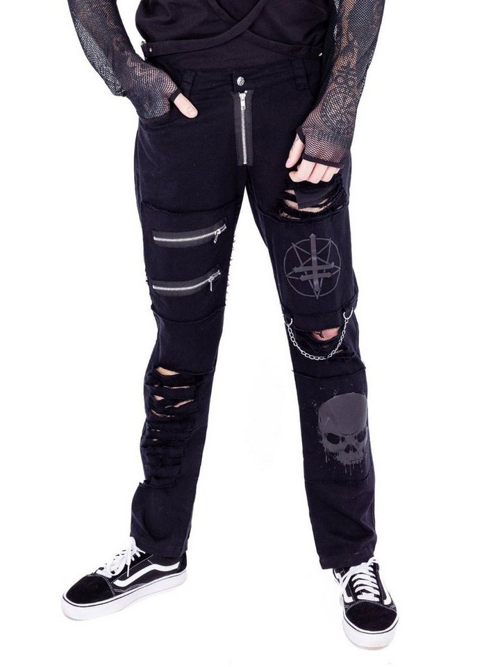 Vixxsin Stoffhose Cursed Distressed Punk Slashed Gothic Pants von Vixxsin