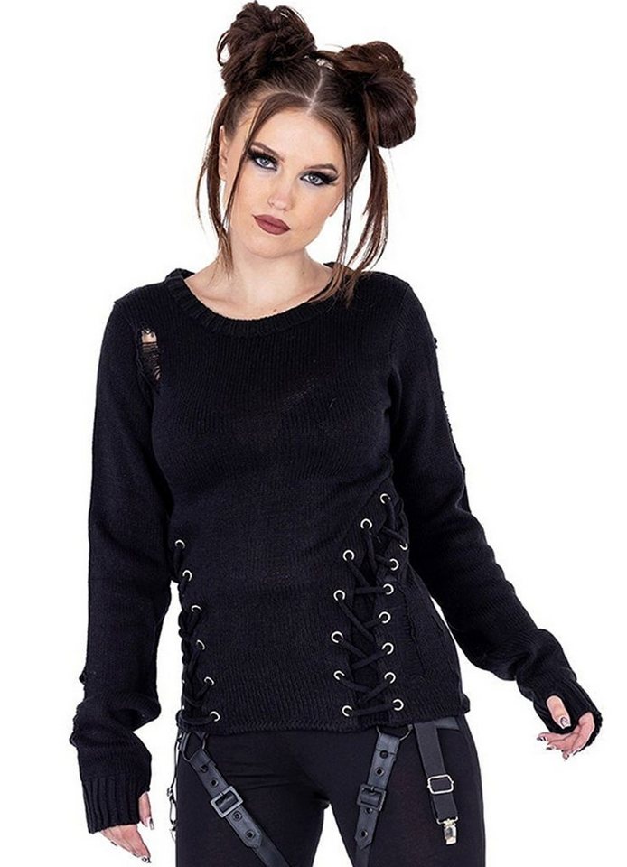 Vixxsin Strickpullover Siofra Strickpulli Gothic Schnürung Punk Strapsen Cyber Punk Vixxsin Strickpullover Siofra Strickpulli Gothic Schnürung Punk Strapsen Cyber Punk von Vixxsin
