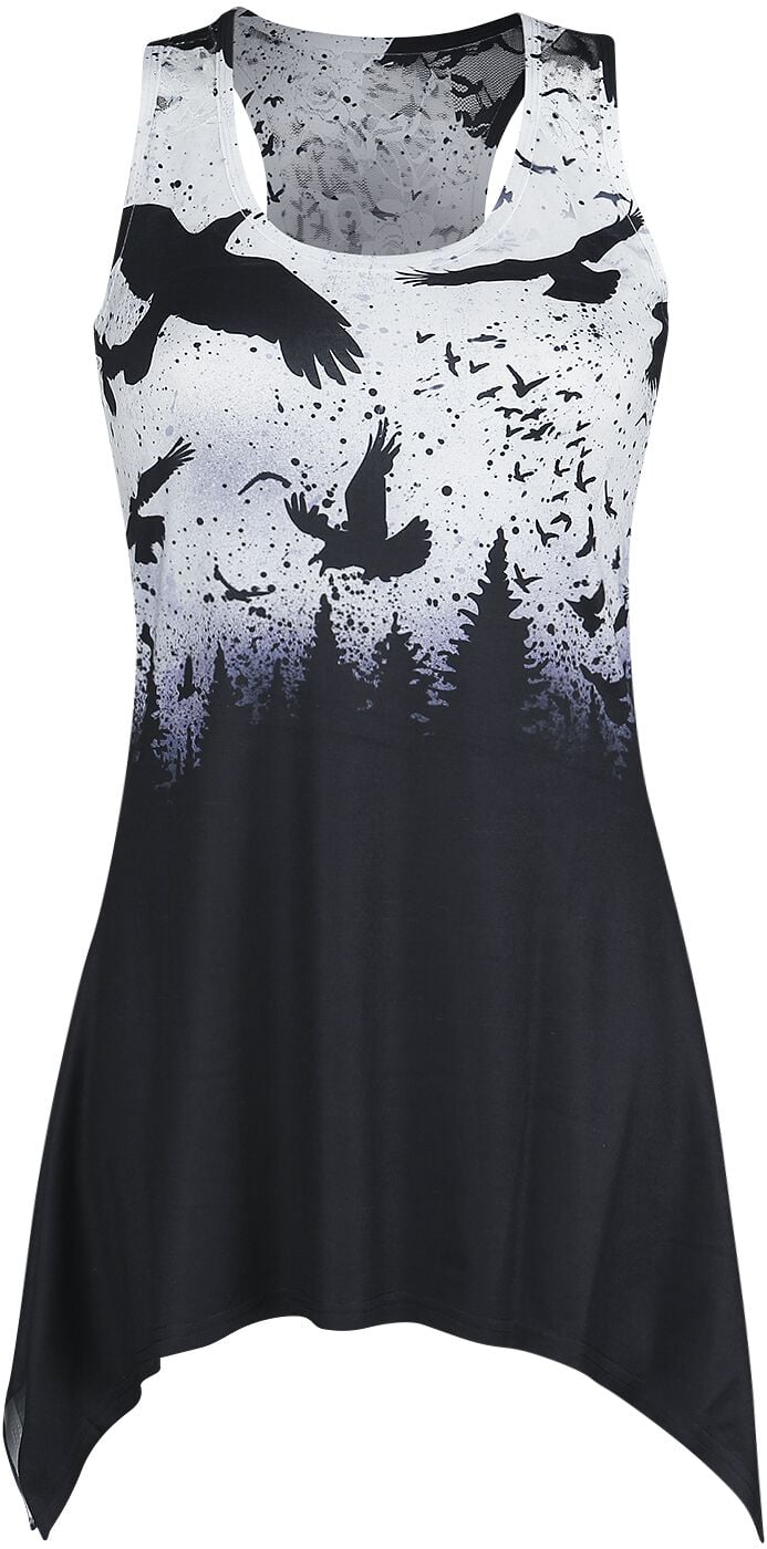 Vixxsin Top - Crow Night Lace Panel Vest - S bis 3XL - für Damen - Größe XL - schwarz/weiß von Vixxsin