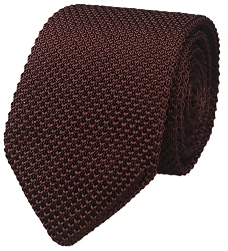 Vizakiss Herren Skinny Knit Tie Vintage Casual Formal Designer Krawatte Spitze Unterteil, Cognac-Braun, Einheitsgröße von Vizakiss
