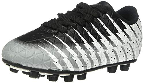 Vizari Bolt FG Fußballschuhe für Kinder, Fester Boden, Outdoor-Fußballschuhe für Kinder, Schwarz/Weiß/Silber, 9 Toddler von Vizari