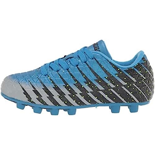 Vizari Bolt JR FG Fussballschuhe Kinder - Stollenschuhe Outdoor Fußballschuhe für Jungen & Mädchen - Blau/Schwarz/Silber - Größe 21 von Vizari