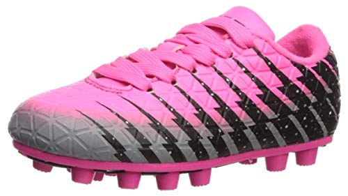 Vizari Bolt JR FG Fussballschuhe Kinder - Stollenschuhe Outdoor Fußballschuhe für Jungen & Mädchen - Rosa/Schwarz/Silber - Größe 32 von Vizari