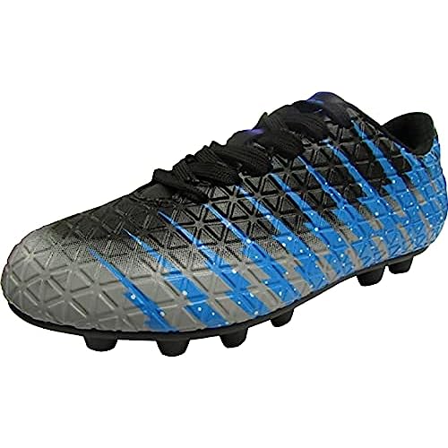 Vizari Bolt JR FG Fussballschuhe Kinder - Stollenschuhe Outdoor Fußballschuhe für Jungen & Mädchen - Schwarz/Himmel/Silber, Größe 25,5 von Vizari