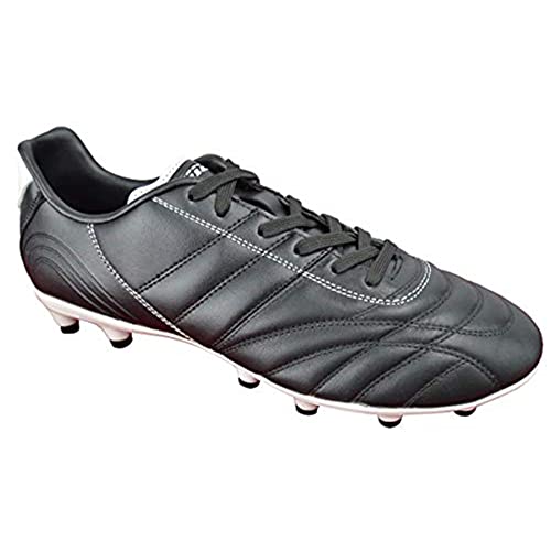 Vizari Classico FG Fussballschuhe Kinder - Stollenschuhe 100% Leder - Fußballschuhe für Jungen & Mädchen - Schwarz, Weiß - Größe 32,5 von Vizari