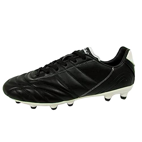 Vizari Classico FG Fussballschuhe Kinder - Stollenschuhe 100% Leder - Fußballschuhe für Jungen & Mädchen - Schwarz, Weiß - Größe 32,5 von Vizari