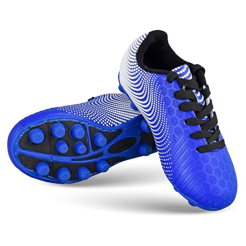 Vizari Stealth FG Fussballschuhe Kinder - Stollenschuhe Outdoor Fußballschuhe für Jungen & Mädchen - Blau, Weiß - Größe 27,5 von Vizari