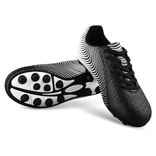 Vizari Stealth FG Fussballschuhe Kinder - Stollenschuhe Outdoor Fußballschuhe für Jungen & Mädchen - Schwarz, Weiß - Größe 25,5 von Vizari