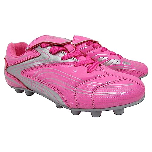 Vizari Striker Fussballschuhe Kinder - Stollenschuhe Outdoor Fußballschuhe für Jungen & Mädchen (Kleinkind/Kind/Jugend) - Rosa, Silber - Größe 26 von Vizari