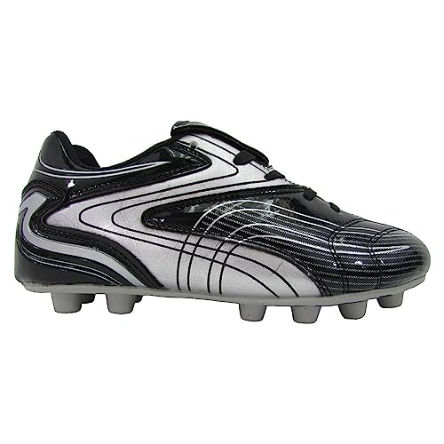 Vizari Striker Fussballschuhe Kinder - Stollenschuhe Outdoor Fußballschuhe für Jungen & Mädchen (Kleinkind/Kind/Jugend) - Schwarz, Silber - Größe 35 von Vizari