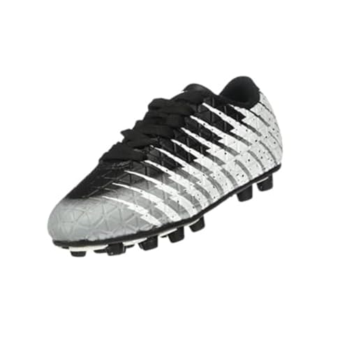 Vizari Bolt FG Fussballschuhe Kinder - Stollenschuhe - Outdoor Fester Untergrund - Fußballschuhe für Jungen & Mädchen - Schwarz, Weiß, Silber - Größe 32 von Vizari